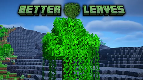 Minecraft tree with lush 3D-style foliage using the Motschen Better Leaves Texture Pack, showcasing denser, more realistic leaves under bright daylight.